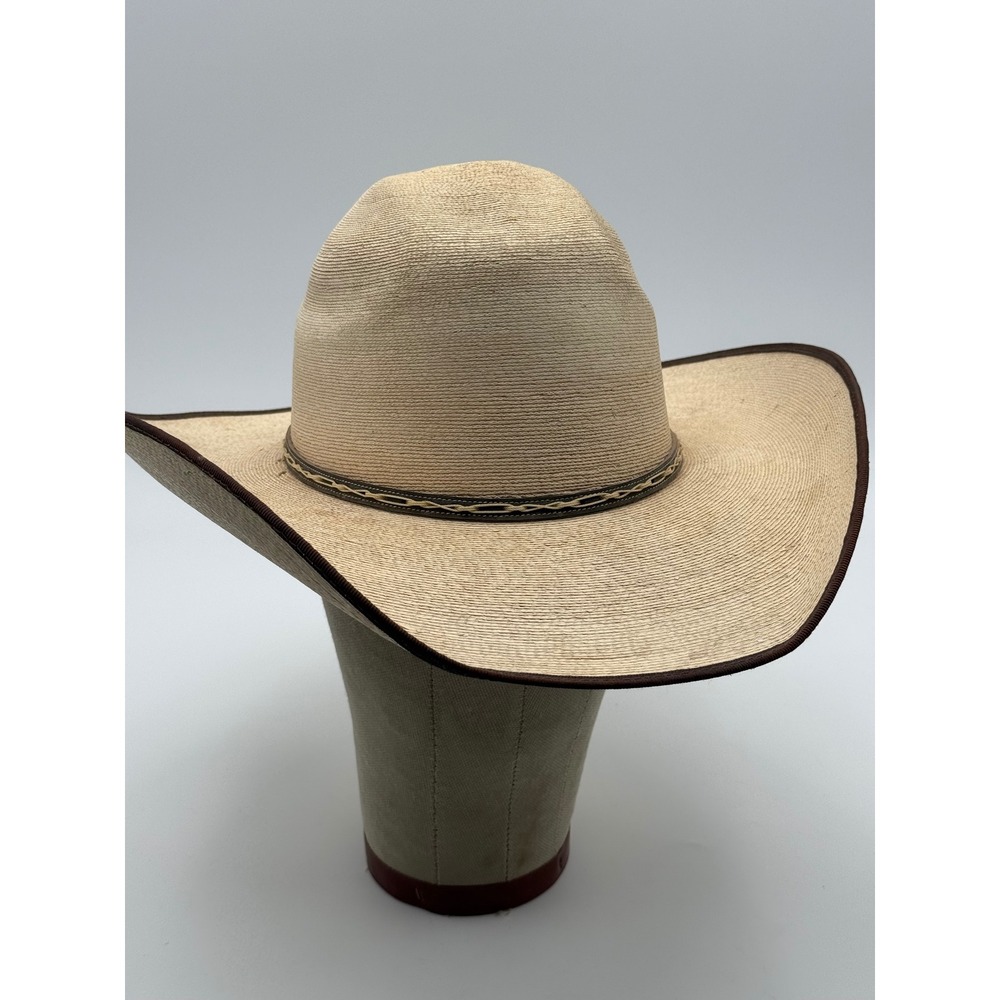 Atwood Cowboy Hat Mens 7 1/4 Long Oval Tan Excellent Woven Straw Western